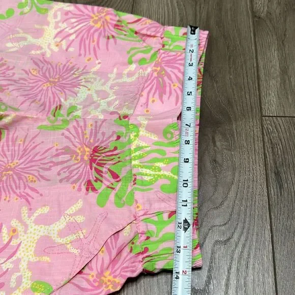 Lilly Pulitzer Mid Rise Wide Leg Pants Pink Green Size Small - Picture 6 of 13